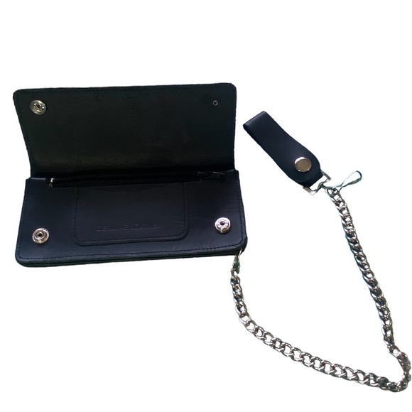 Any 2 For $18! NWT! Genuine Leather Biker Long Chain Billfold Wallet - Picture 5 of 13